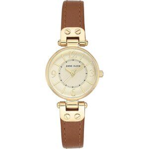 🔥 Anne Klein Strap Watch Women Brown Leather Mineral Crystal buckle Watch